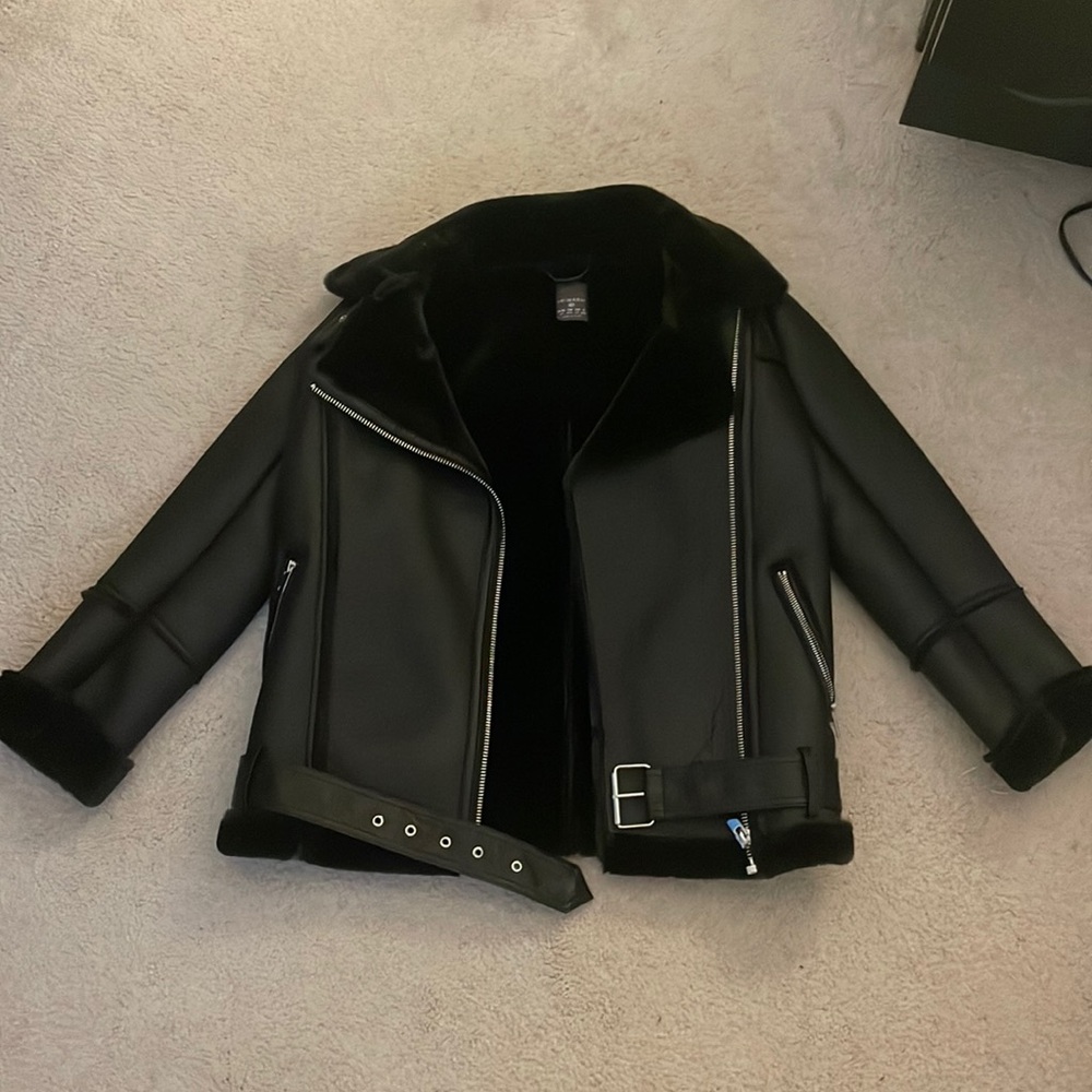 Black Faux Fur Leather Jacket